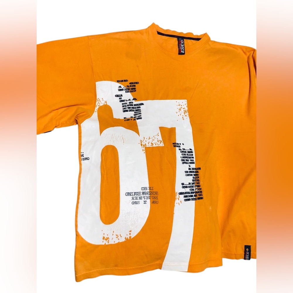WILLIE ESCO Orange Long Sleeve Tee with Bold White Graphics
